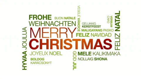 Merry Christmas in different languages Stock Footage 12546190