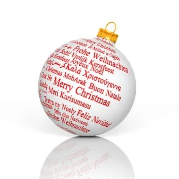 Merry Christmas in different languages forming a Christmas Ball Stock Illustration