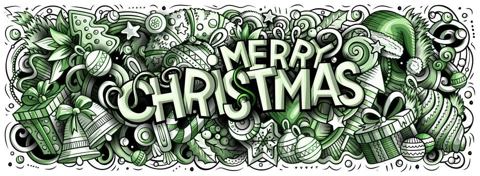 Merry Christmas doodles illustration. New Year objects and elements design Stock Illustration