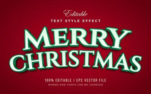 Merry christmas editable 3d text effect Stock Illustration