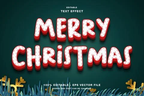 Merry Christmas Editable Text Effect Stock Illustration