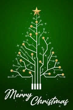 Merry christmas - electronics postcard Stock Illustration