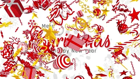 Merry Christmas Elements Blast Effect Then Reveal Merry Christmas Text Stock Footage 219995531