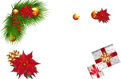Merry Christmas Elements Decorated on Frame Border with Copy Space. Illustrazione stock