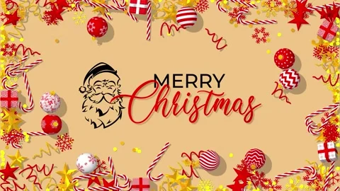 Merry Christmas Elements Falling from Edges on Floor, 3D Rendering, Luma Matte Stock Footage 219212878