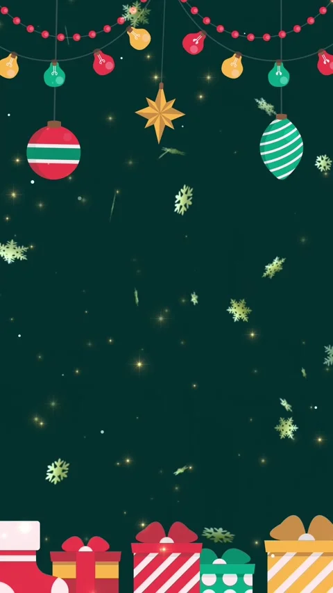 Merry Christmas elements with green background, animation vertical motion. Stock Footage 297092608