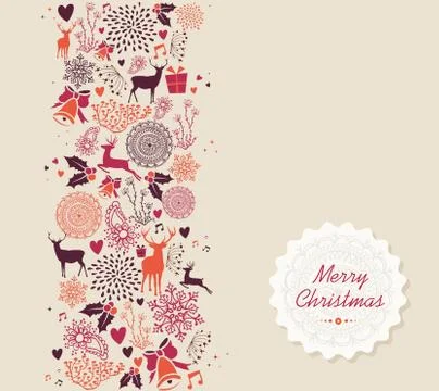 Merry christmas elements seamless pattern composition. eps10 file. Stock Illustration