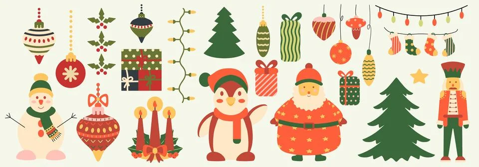 Merry christmas elements. Typography design. Christmas illustration. Vector. Stock Illustration