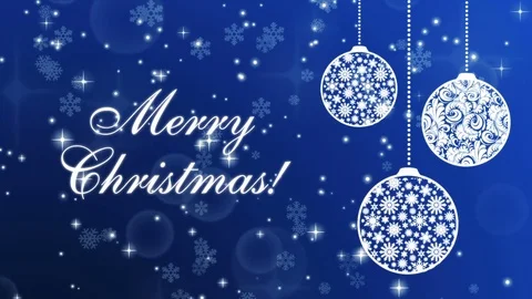 Merry Christmas with falling snowflakes and Christmas tree balls Stock Footage 83332467