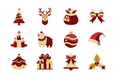 Merry Christmas festival vector elements art illustration bundle Stock Illustration