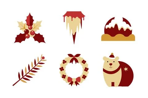 Merry Christmas festival vector elements art illustration bundle 스톡 일러스트