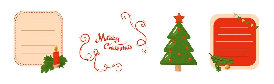 Merry Christmas Festive Elements for Design Vector Set Stock Illustration