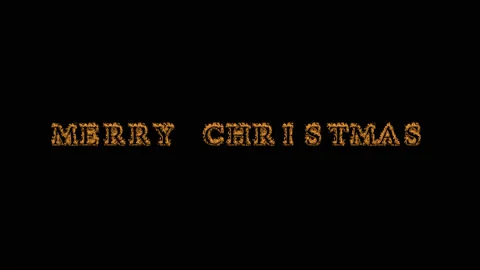 Merry Christmas fire text effect black background Stock Footage 136314317