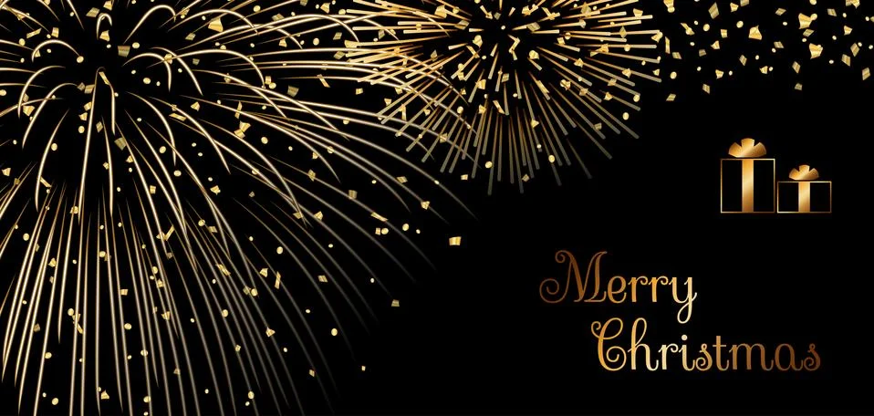 Merry Christmas firework background Stock Illustration