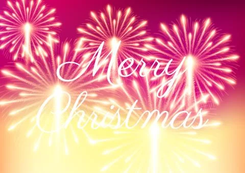 Merry Christmas fireworks Stock Illustration