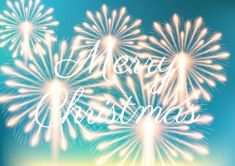 Merry Christmas fireworks Stock Illustration