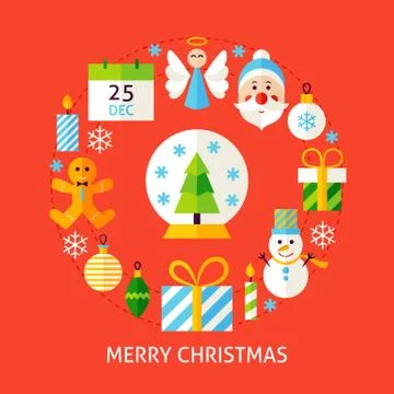 Merry Christmas Flat Concept Stock Illustration