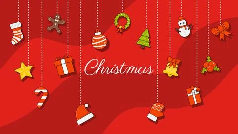 Merry christmas flat icon set, holidays season background, vector illustration Stock Illustration