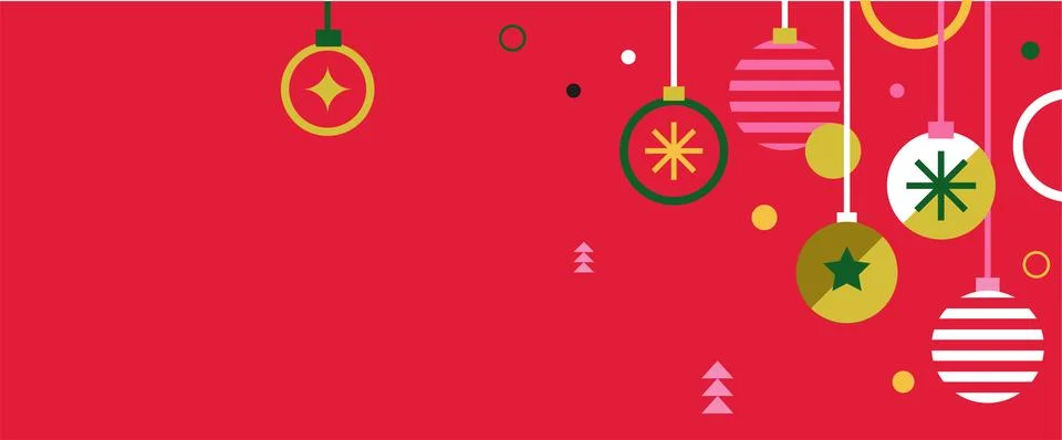 Merry Christmas flat modern design, Christmas ornaments and Xmas decoration.. Stock Illustration