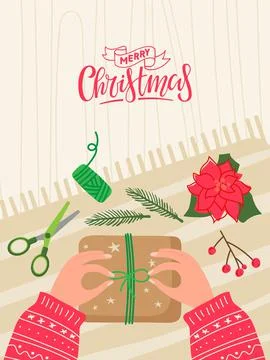 Merry Christmas Flat vector isolated illustration. Preparations for Christmas Stock Illustration
