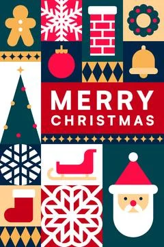 Merry Christmas Foliage with Festive Elements Icon Stock Illustration