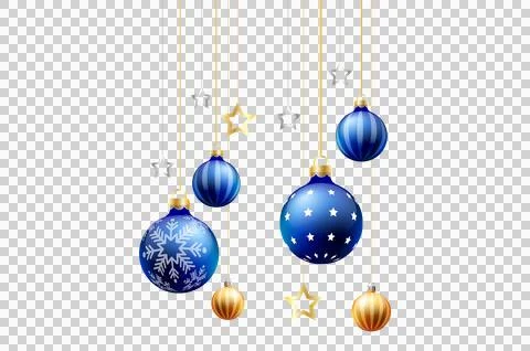 Merry Christmas frame, balls isolate on transparent background PNG file 스톡 일러스트