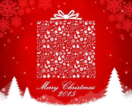 Merry Christmas gift box shape Stock Illustration