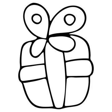 Merry Christmas Gift. Hand Drawn Illustrations in black and white doodle styl Stock Illustration