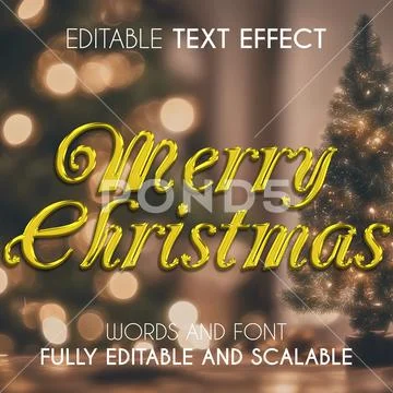 Merry Christmas Gold Text Effect for Promotional Banner or Poster PSD Template