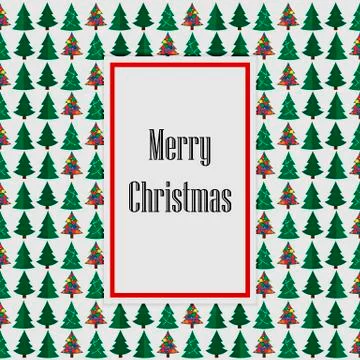 Merry Christmas green withe card tree background. Vector illustration Stock Illustration