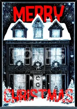 Merry christmas greeting with dark theme PSD Template