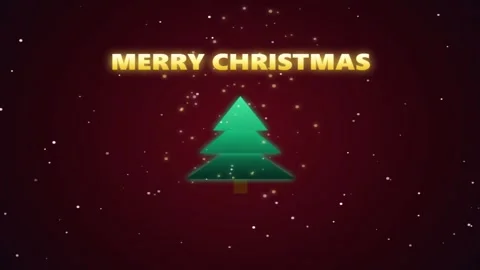 Merry Christmas greeting with glowing text and stylized green Christmas tre.. Vídeo Stock 342723633