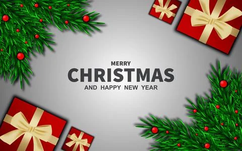 Merry Christmas greeting vector background design. Christmas greeting text .. Stock Illustration