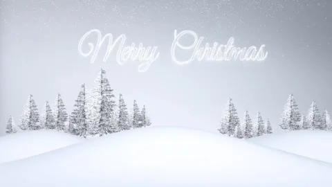 Merry christmas greetings on beautiful loop snowy landscape Stock Footage 345524986