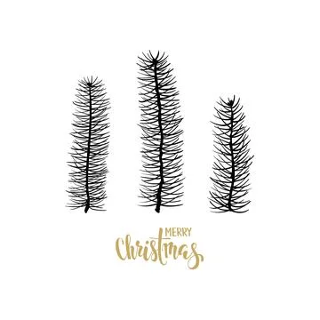Merry Christmas Hand drawn creative calligraphy, brush pen letteringwith Ch.. Stock Illustration