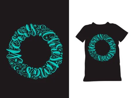 Merry Christmas hand drawn vector lettering. Joyful white calligraphic text Stock Illustration