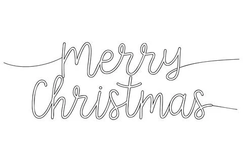 Merry Christmas handwritten script outline holiday Stock Illustration