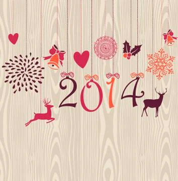 Merry christmas hanging elements happy new year vector file. Stock Illustration