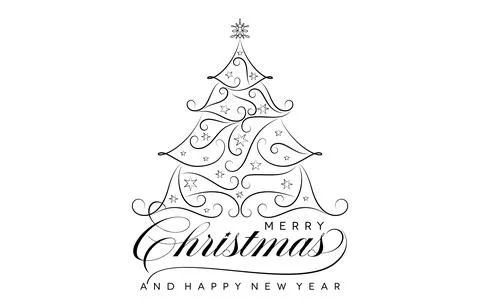 Merry Christmas & Happy new year monochrome design, Stock Illustration