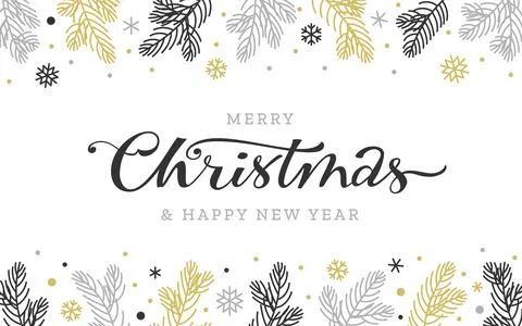 Merry Christmas Happy New Year brush pen lettering Stock Illustration