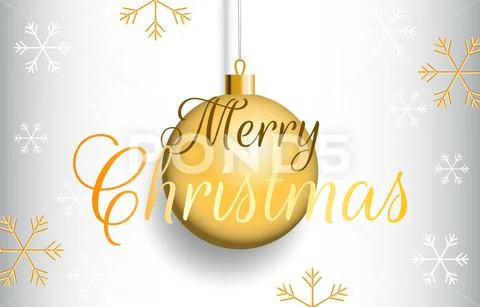 Merry Christmas holiday card, banner in white and gold Stock Illustration
