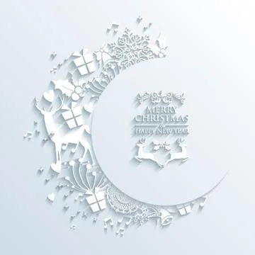 Merry christmas holiday elements 3d illustration Stock Illustration