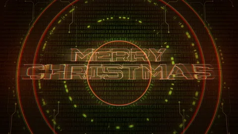 Merry Christmas with HUD elements and code text Stock Footage 220894847