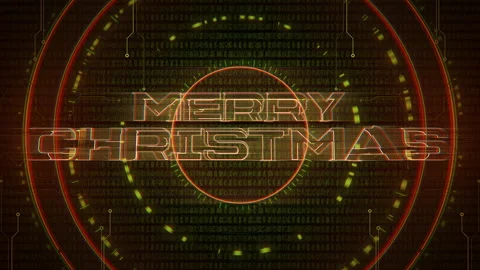 Merry Christmas with HUD elements and code text Stock Footage 221654176