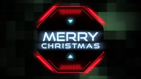 Merry Christmas with HUD elements and neon screen Stock Footage 253878029