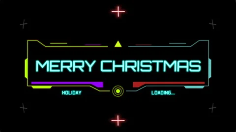 Merry Christmas with HUD elements and neon lines Stock Footage 255869855