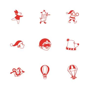 Merry christmas icon set vector design イラスト素材
