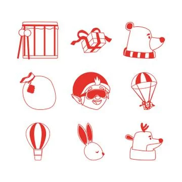 Merry christmas icon set vector design イラスト素材