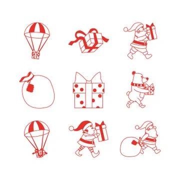 Merry christmas icon set vector design イラスト素材