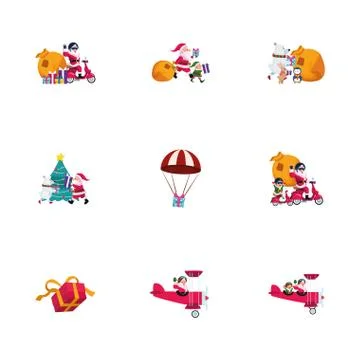 Merry christmas icon set vector design イラスト素材